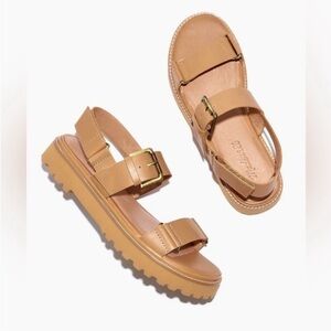 Madewell The Cady Lugsole Sandals In Desert Camel Vacation Size 6.5 Resortwear